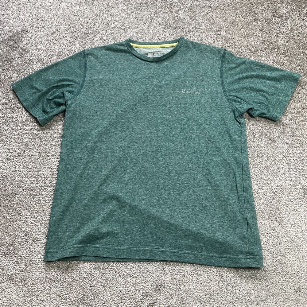 Columbia Omni Wick T-Shirt Mens Small Green Crew Neck Short Sleeve Casual Tee